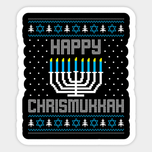 Happy Chrismukkah Menorah Ugly Christmas Hanukkah Sticker